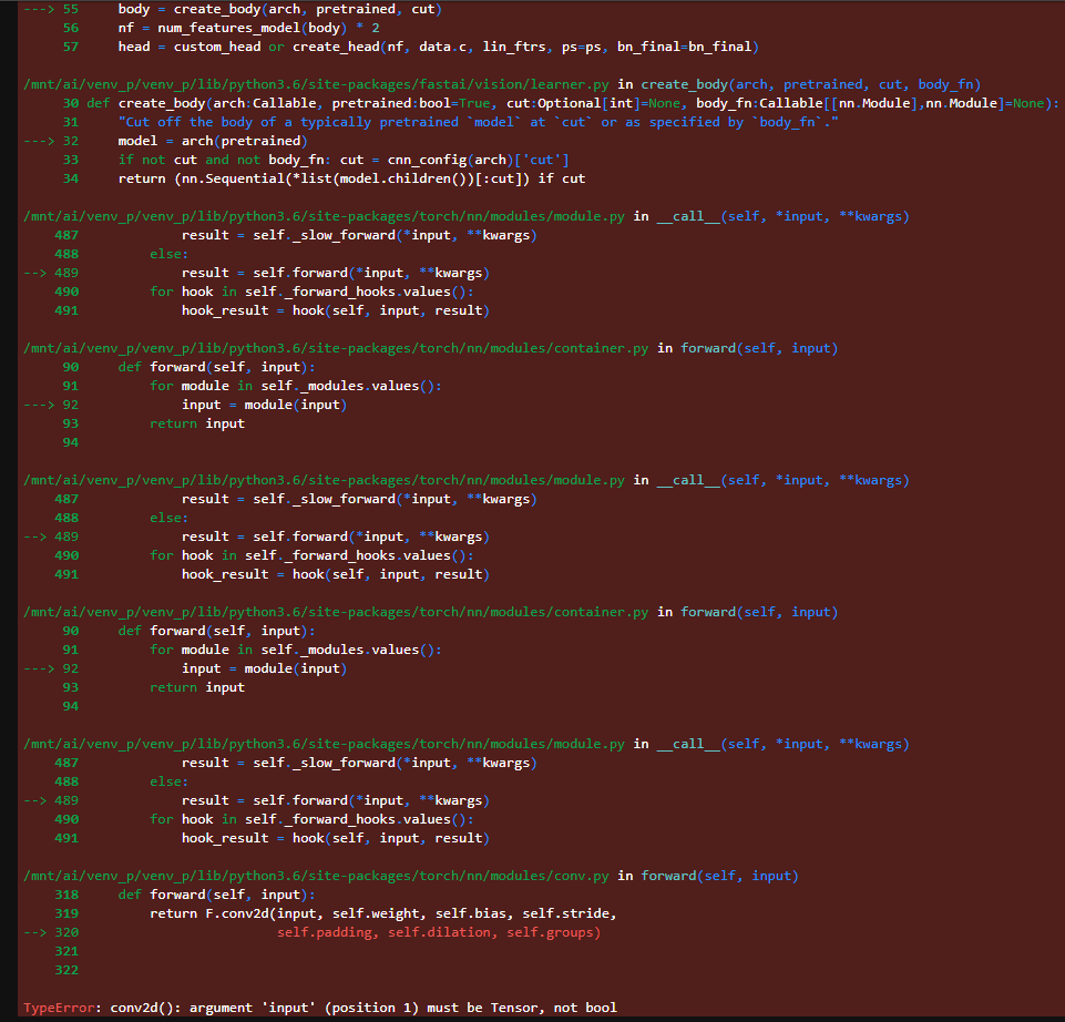 Solved Error While Creating Learner For Senet Typeerror Conv2d Argument Input Position 1 Must Be Tensor Not Bool Fastai Users Deep Learning Course Forums