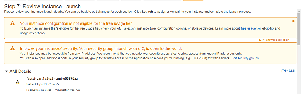 AWS error while launching instance - Beginner (2018) - fast.ai Course ...