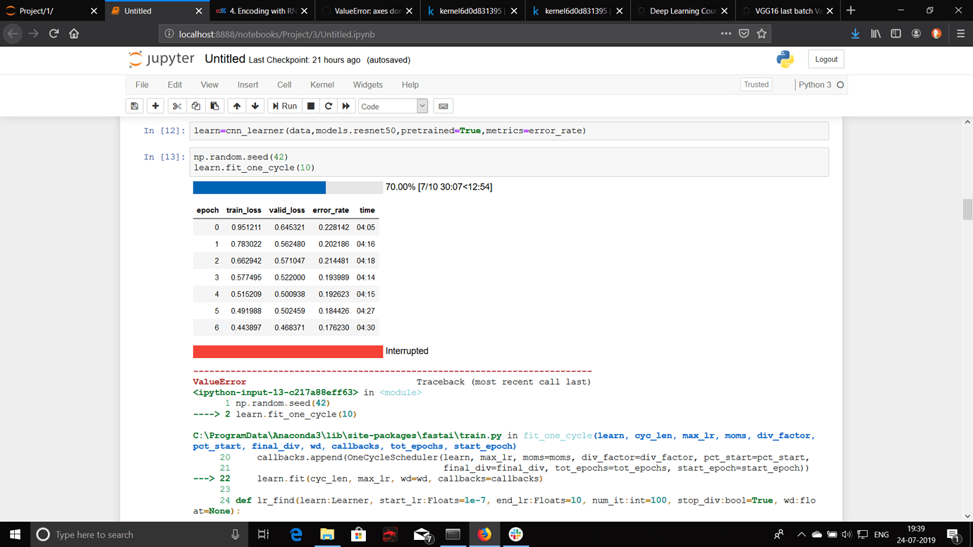 ValueError axes don't match array UTC+5 India fast.ai Course Forums