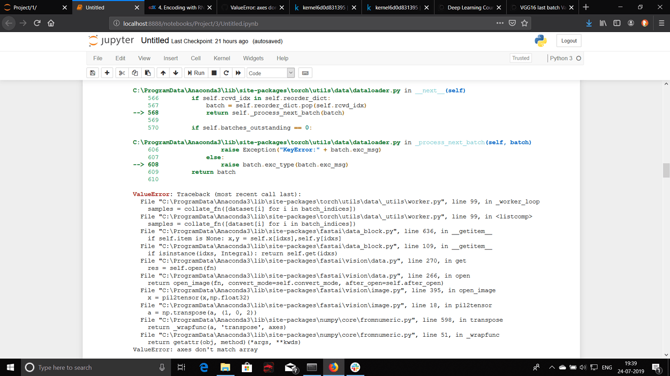 ValueError axes don't match array UTC+5 India fast.ai Course Forums