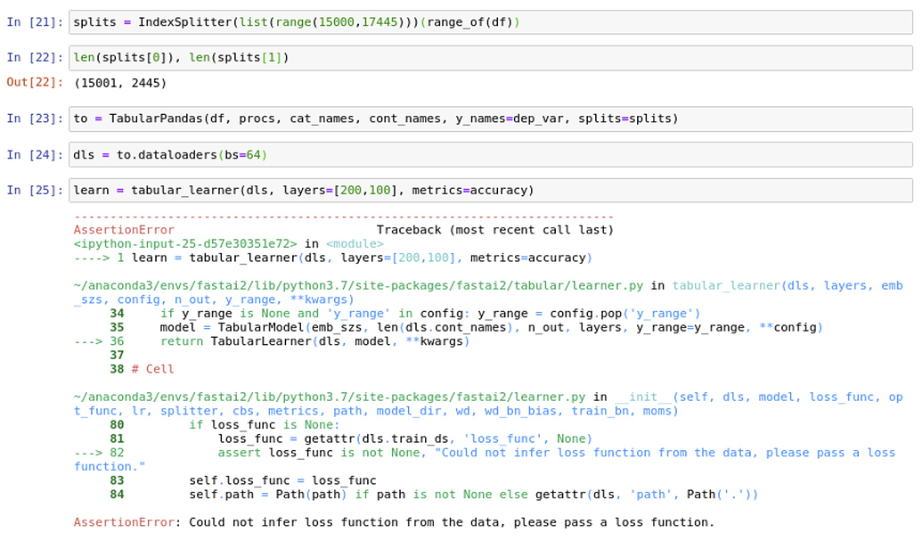 Fast AI v2 could not infer loss function from the data for tabular ...