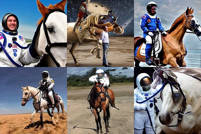 uma foto de um astronauta andando a cavalo